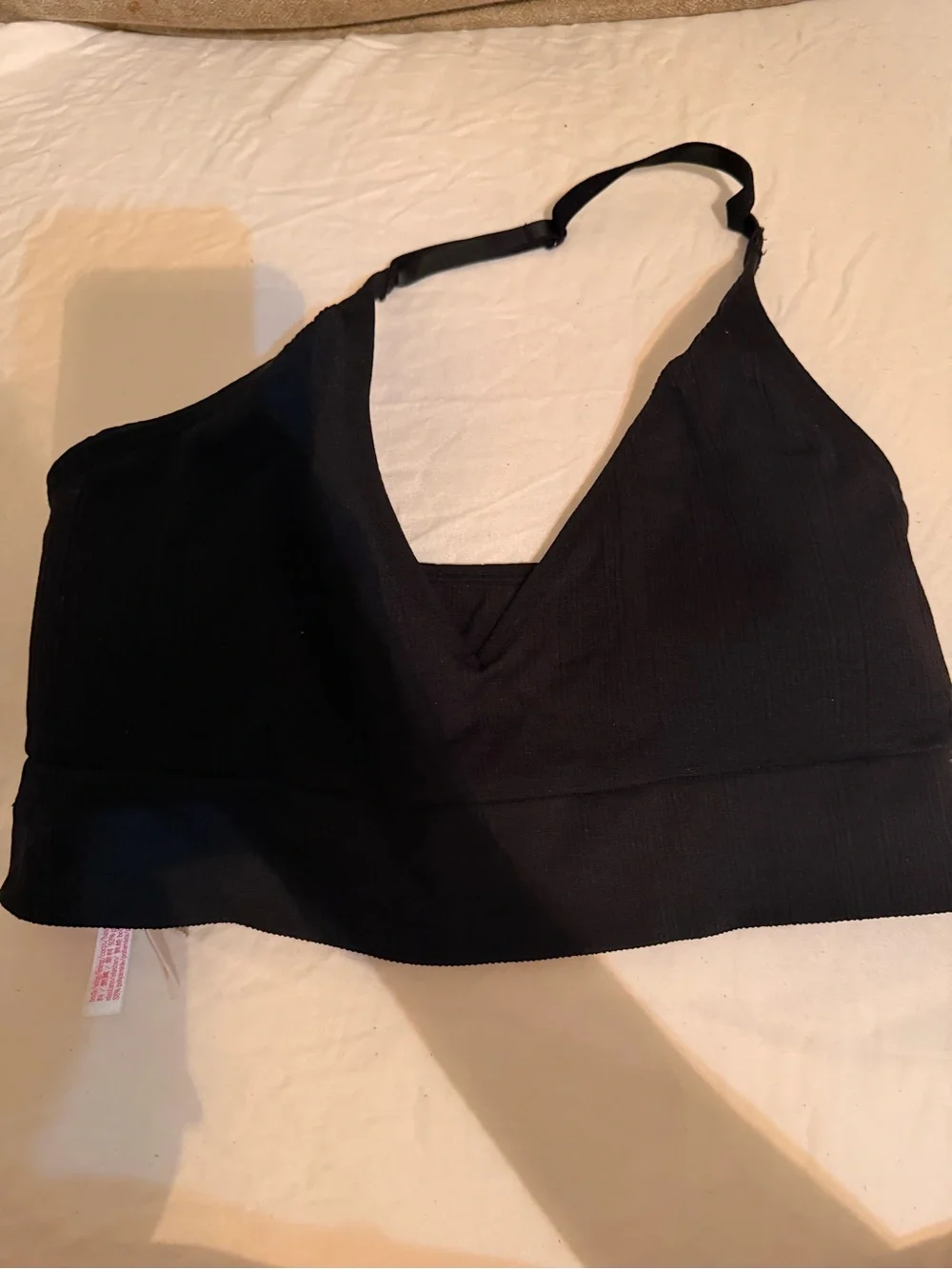PINK VICTORIAS SECRET Black Ribbed V-Neck Bralette X-LARGE